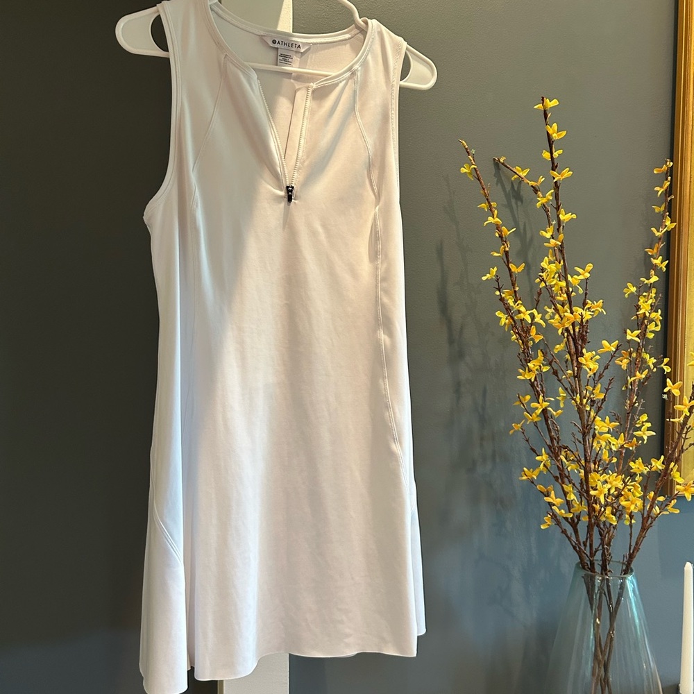Athleta White Sleeveless Zipper Sport Dress